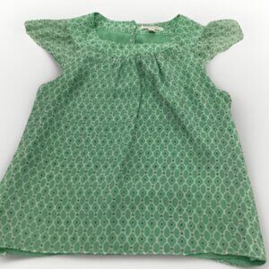 Banana Republic Green&White Geometric Flutter sleeves keyhole Back Size Medium